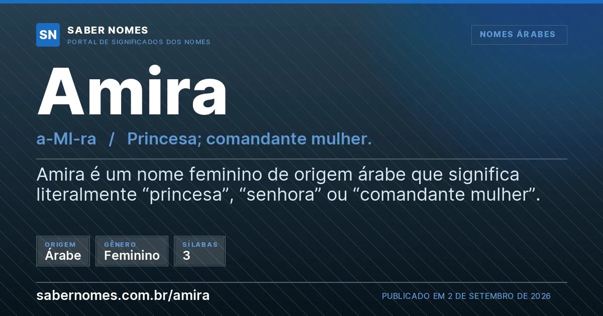 Imagem com o significado do nome Amira