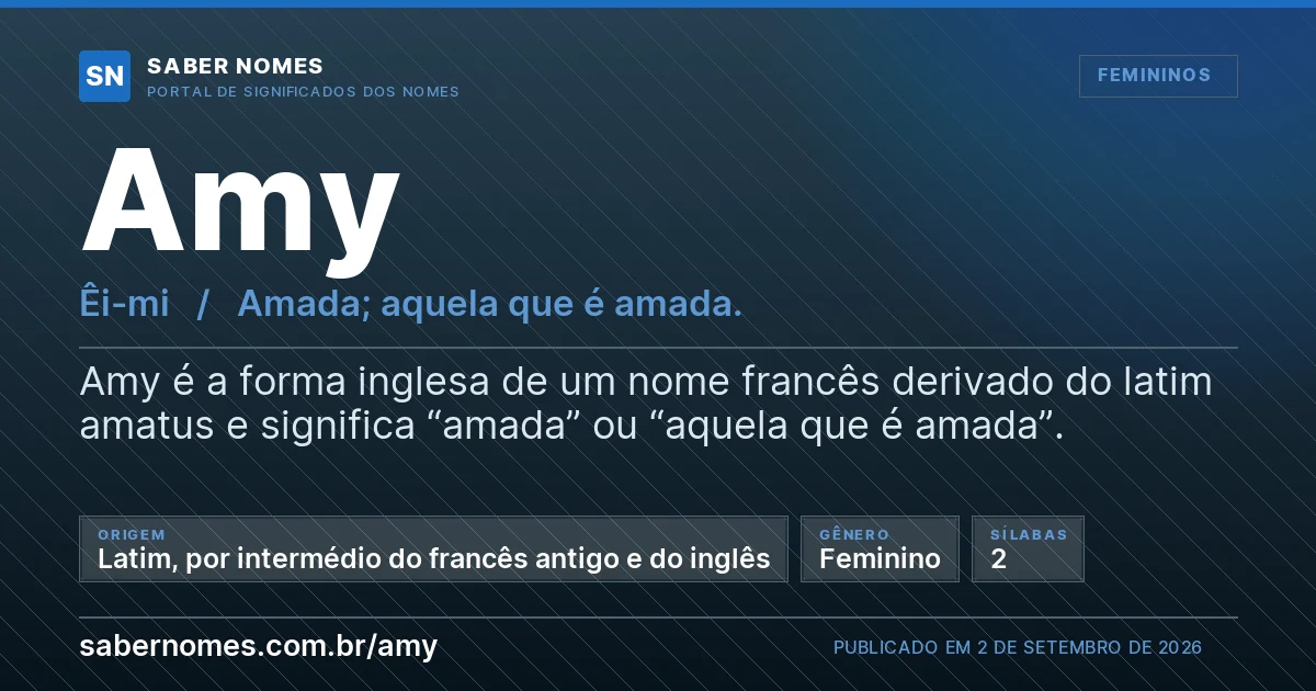 Imagem com o significado do nome Amy