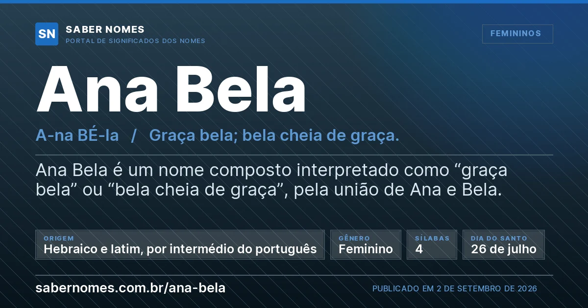 Imagem com o significado do nome Ana Bela