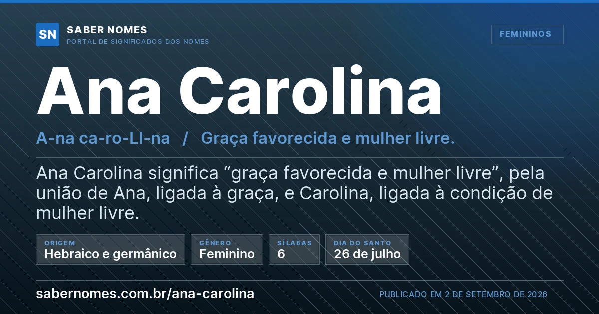 Imagem com o significado do nome Ana Carolina