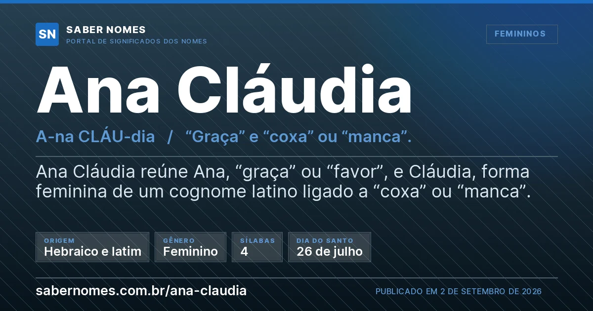 Imagem com o significado do nome Ana Cláudia