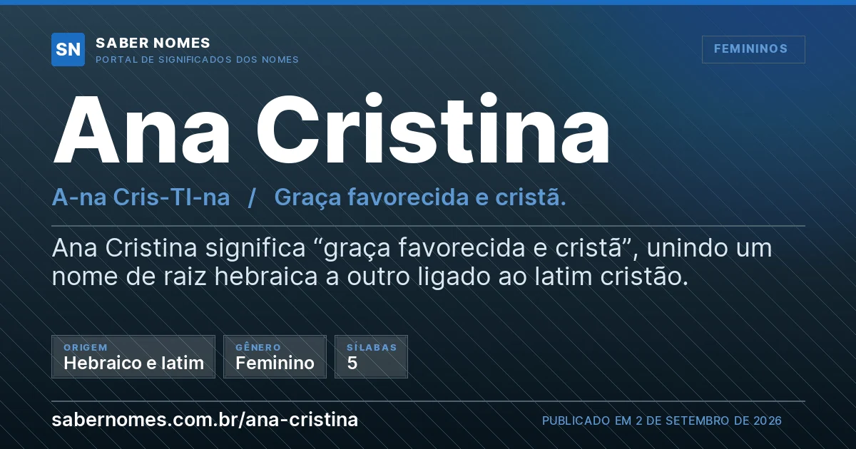 Imagem com o significado do nome Ana Cristina