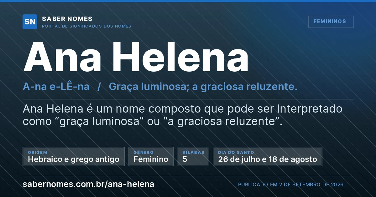 Imagem com o significado do nome Ana Helena
