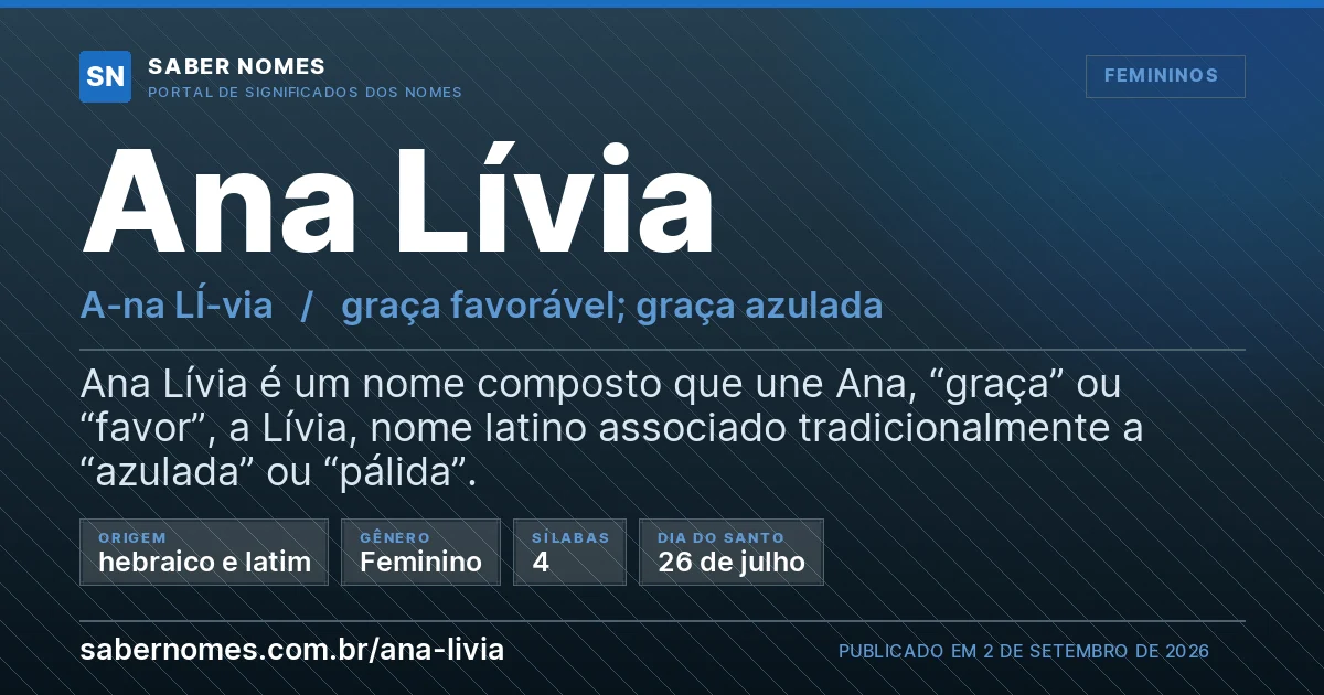 Imagem com o significado do nome Ana Lívia