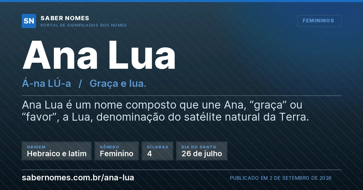 Imagem com o significado do nome Ana Lua