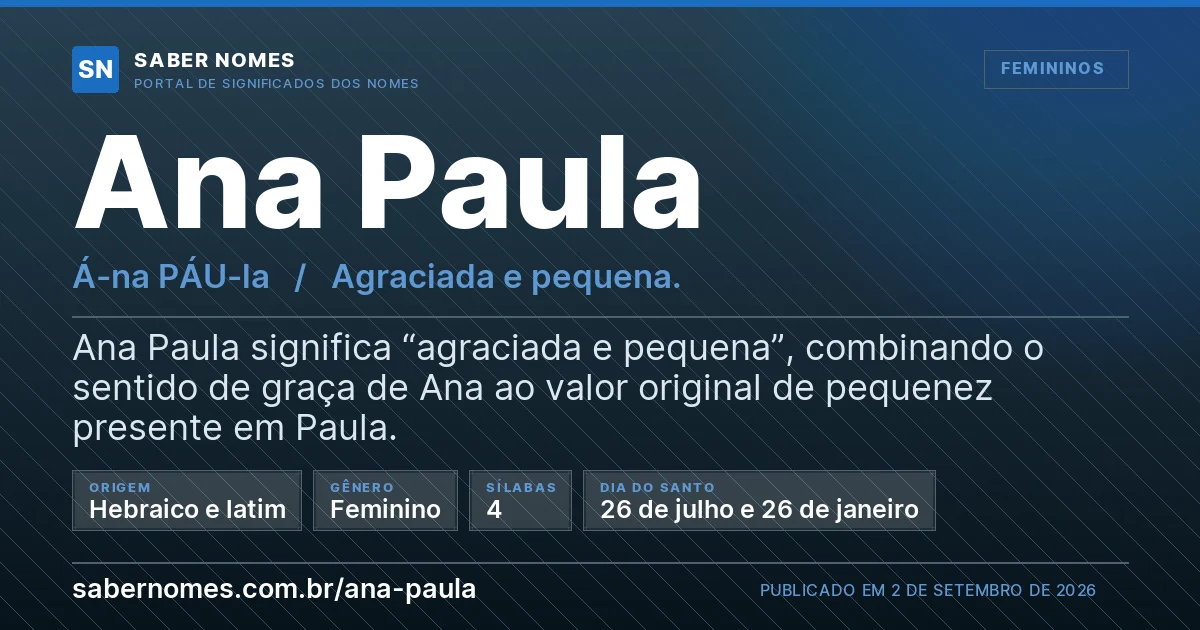 Imagem com o significado do nome Ana Paula