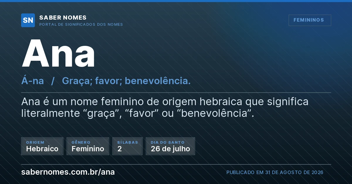 Imagem com o significado do nome Ana