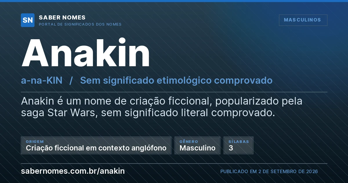 Imagem com o significado do nome Anakin