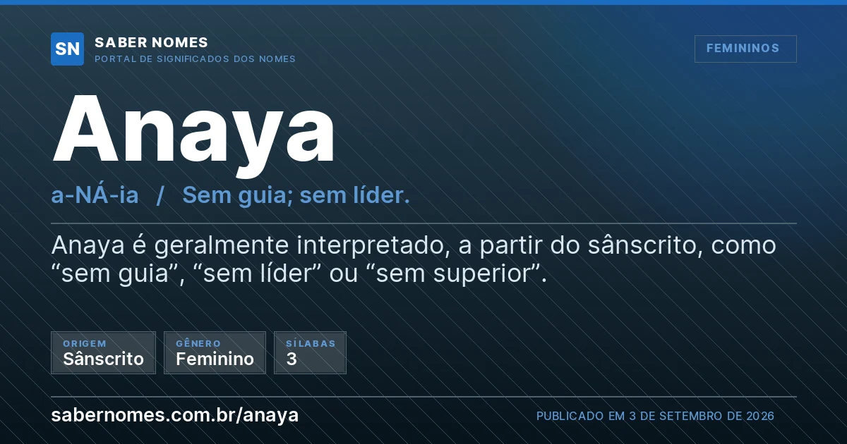 Imagem com o significado do nome Anaya