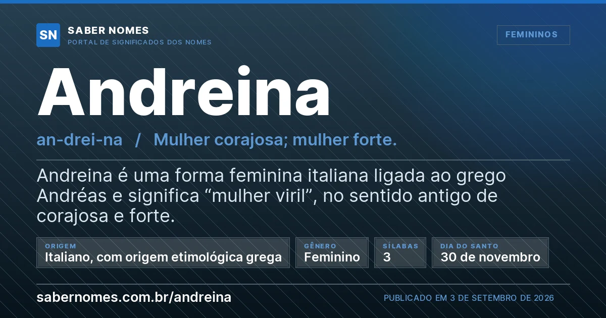 Imagem com o significado do nome Andreina