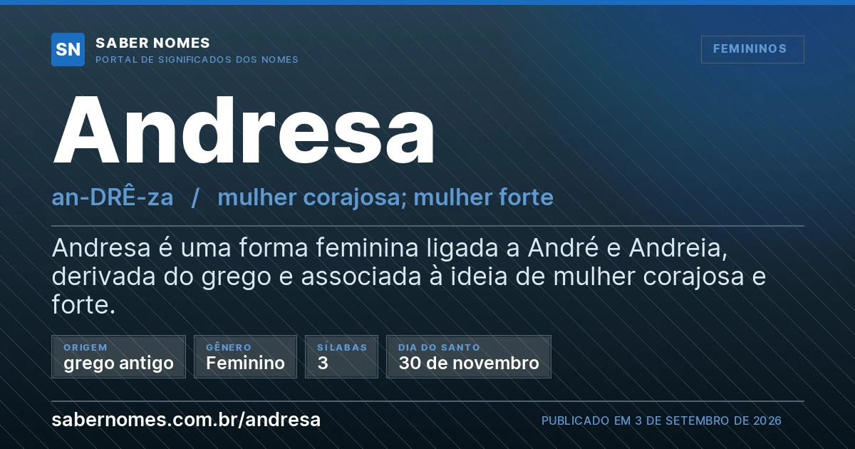 Imagem com o significado do nome Andresa