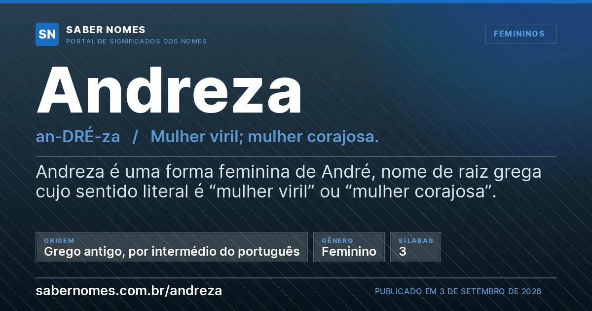 Imagem com o significado do nome Andreza