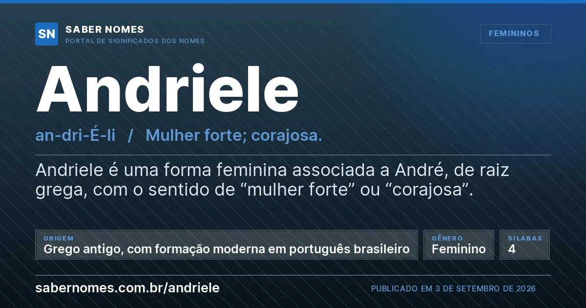 Imagem com o significado do nome Andriele