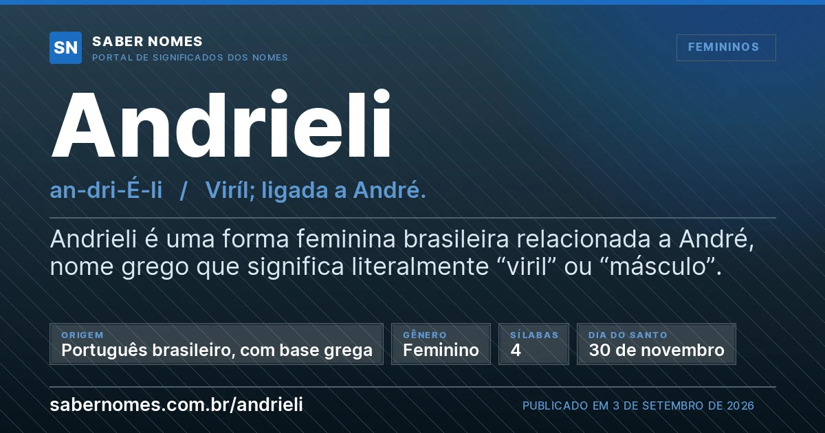 Imagem com o significado do nome Andrieli