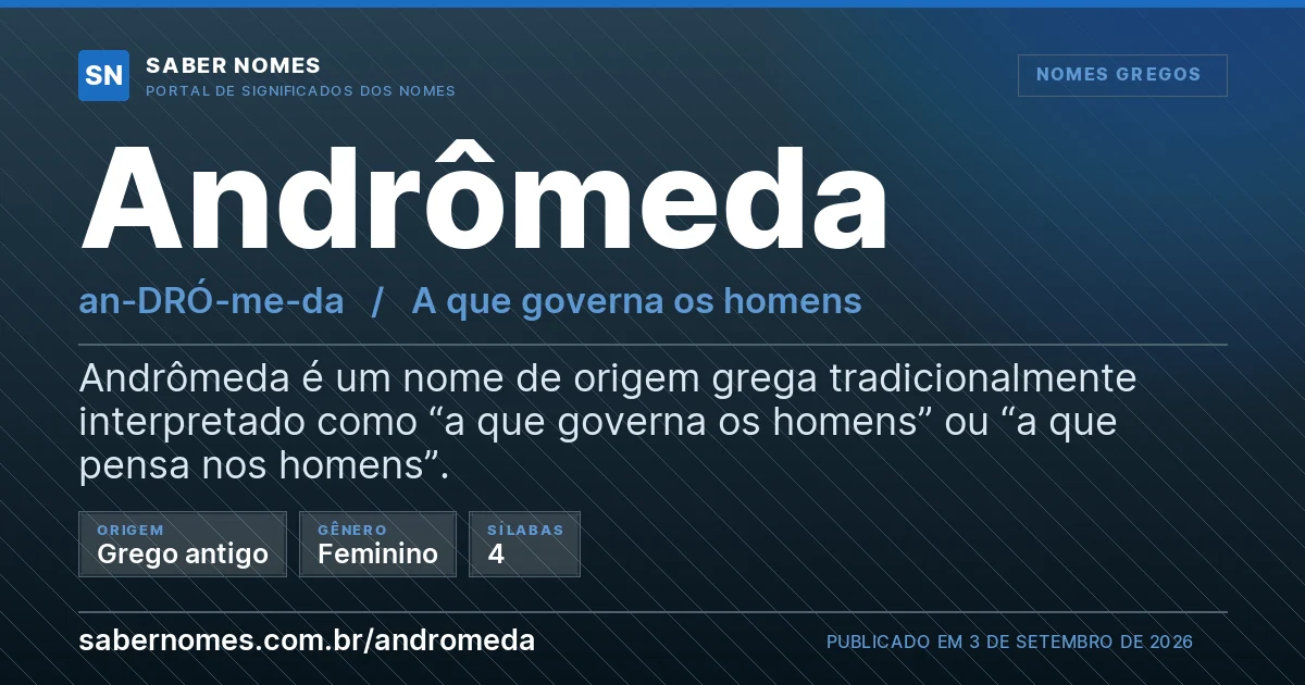 Imagem com o significado do nome Andrômeda