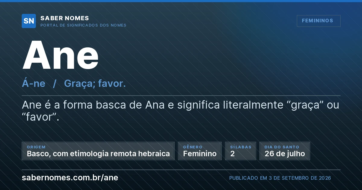Imagem com o significado do nome Ane