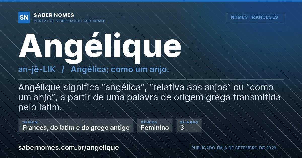 Imagem com o significado do nome Angélique
