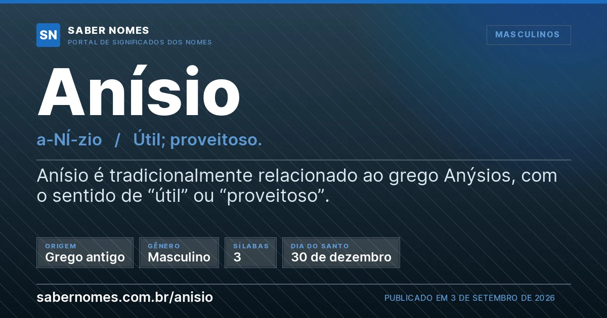 Imagem com o significado do nome Anísio