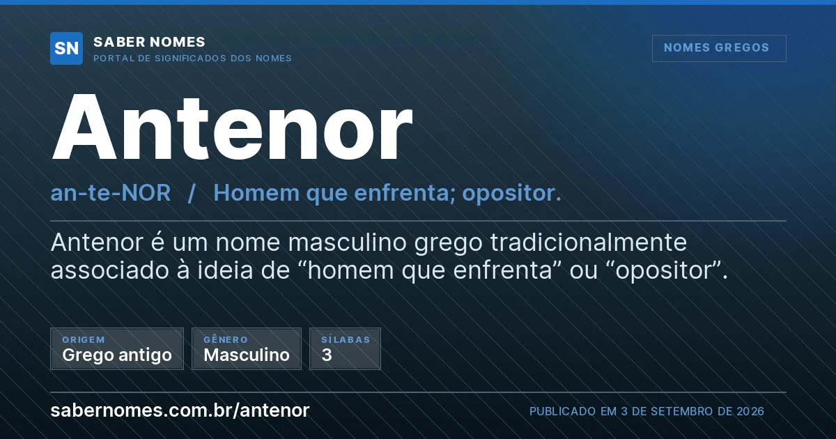 Imagem com o significado do nome Antenor