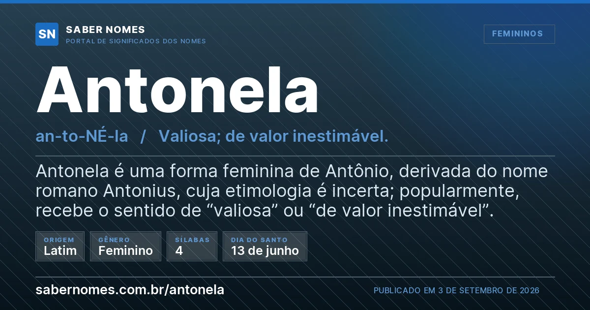 Imagem com o significado do nome Antonela