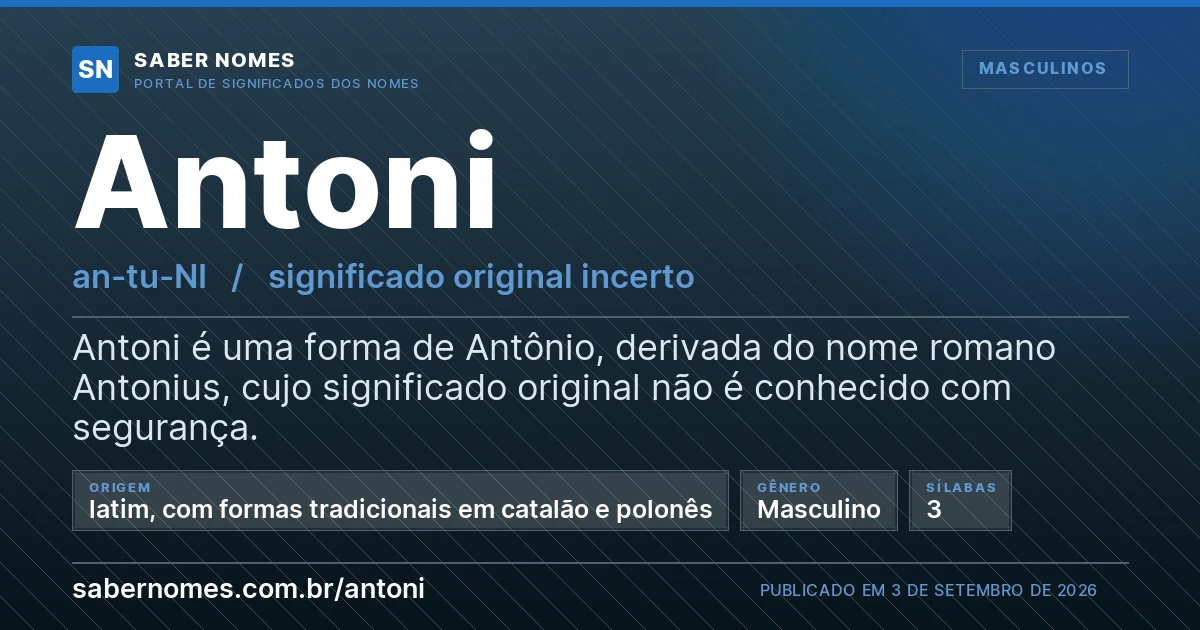 Imagem com o significado do nome Antoni