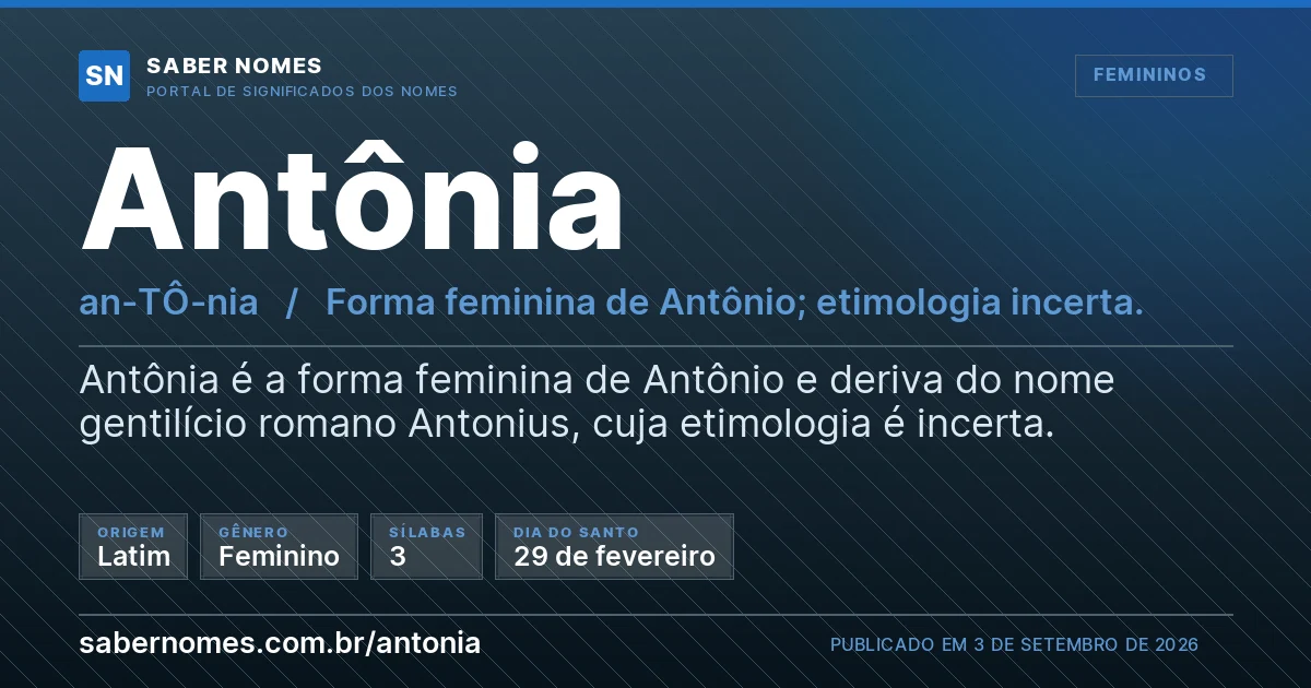 Imagem com o significado do nome Antônia