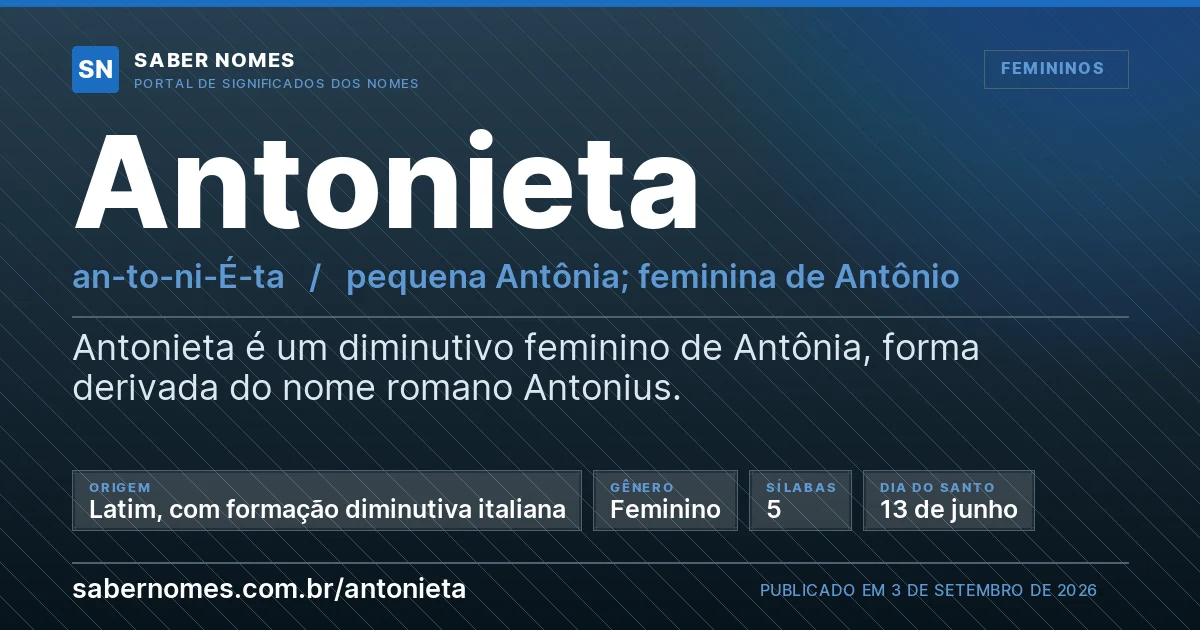 Imagem com o significado do nome Antonieta