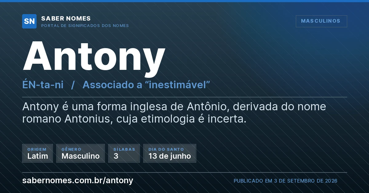 Imagem com o significado do nome Antony