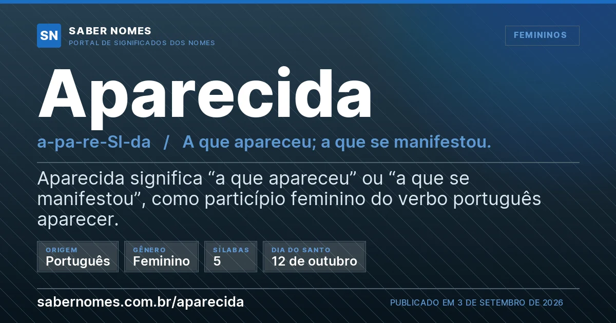 Imagem com o significado do nome Aparecida