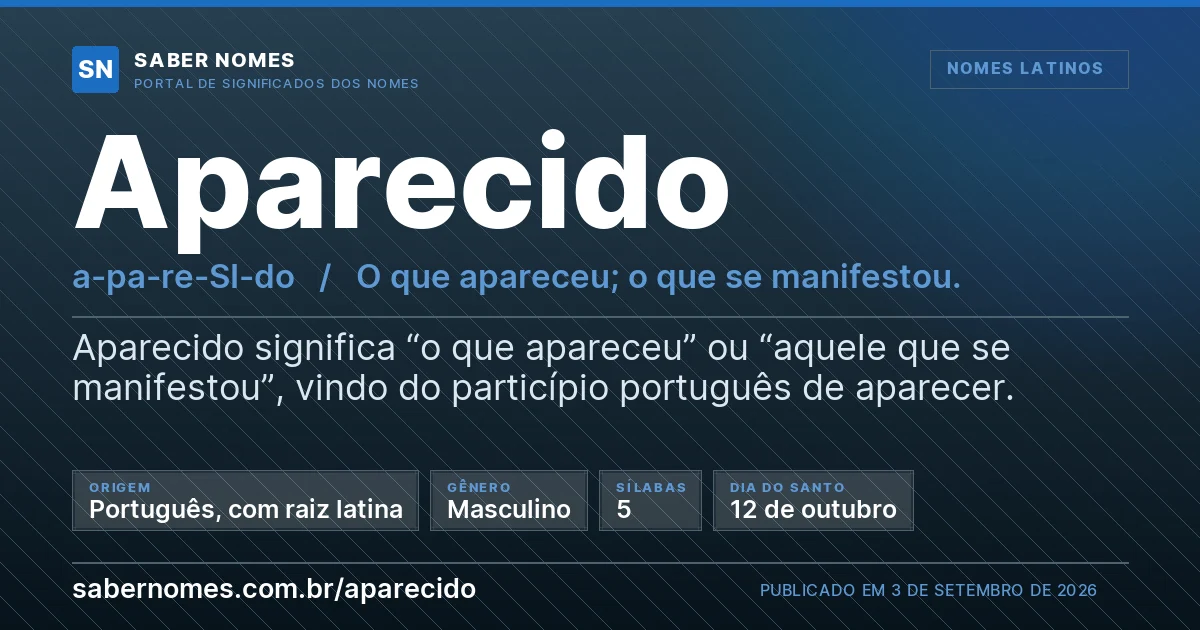 Imagem com o significado do nome Aparecido