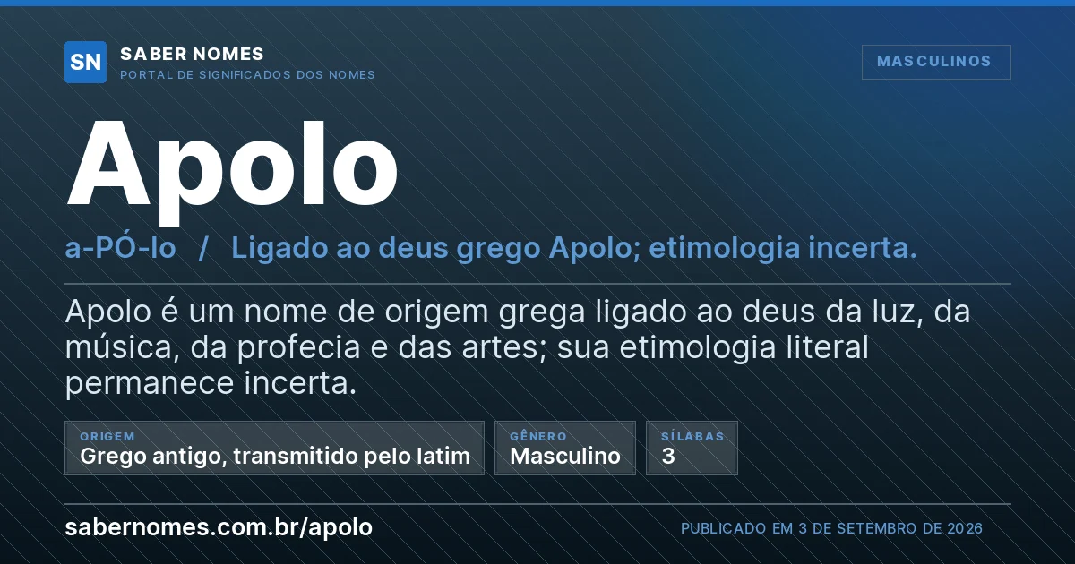 Imagem com o significado do nome Apolo