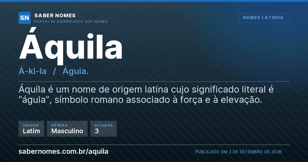 Imagem com o significado do nome Áquila