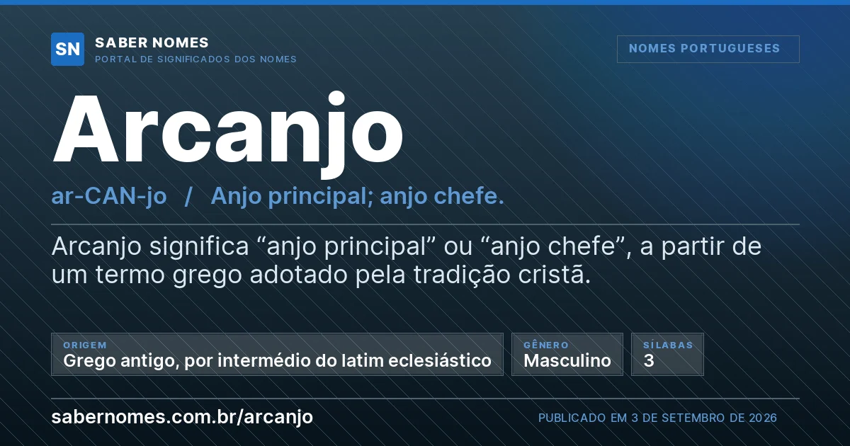 Imagem com o significado do nome Arcanjo