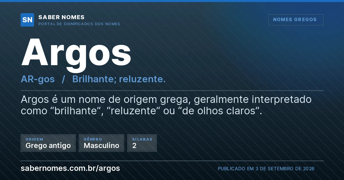 Imagem com o significado do nome Argos