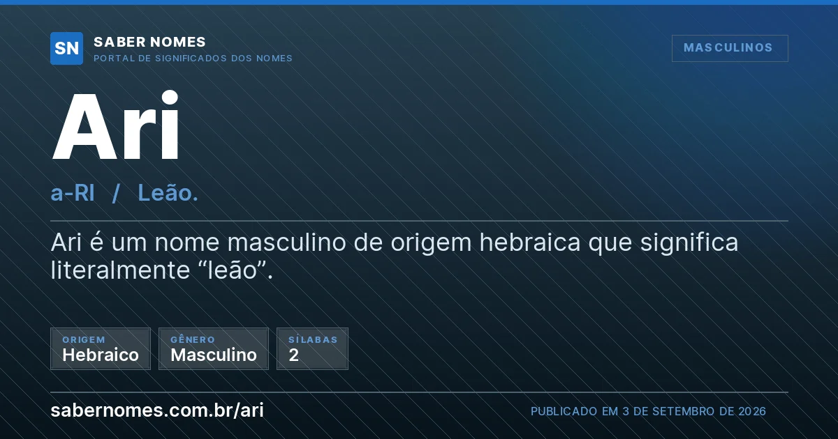 Imagem com o significado do nome Ari