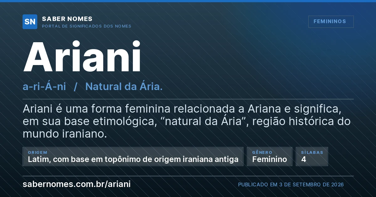Imagem com o significado do nome Ariani