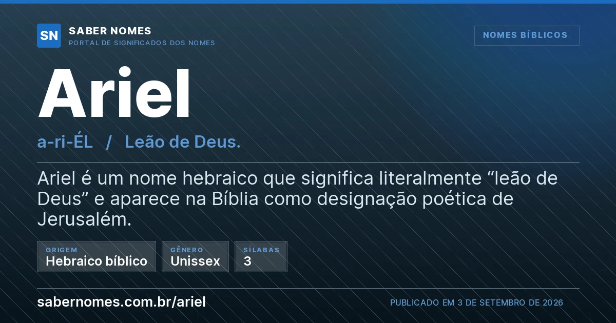 Imagem com o significado do nome Ariel