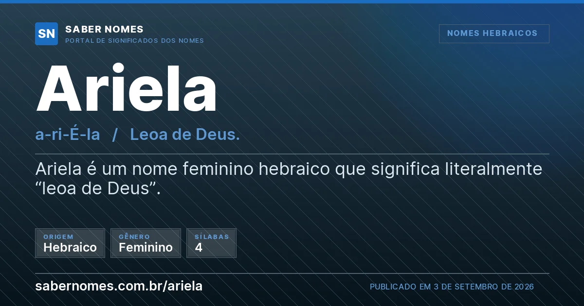 Imagem com o significado do nome Ariela