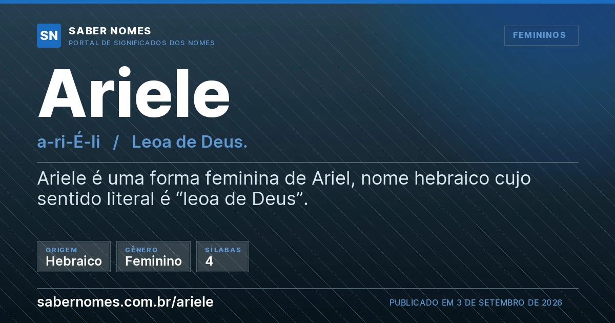 Imagem com o significado do nome Ariele