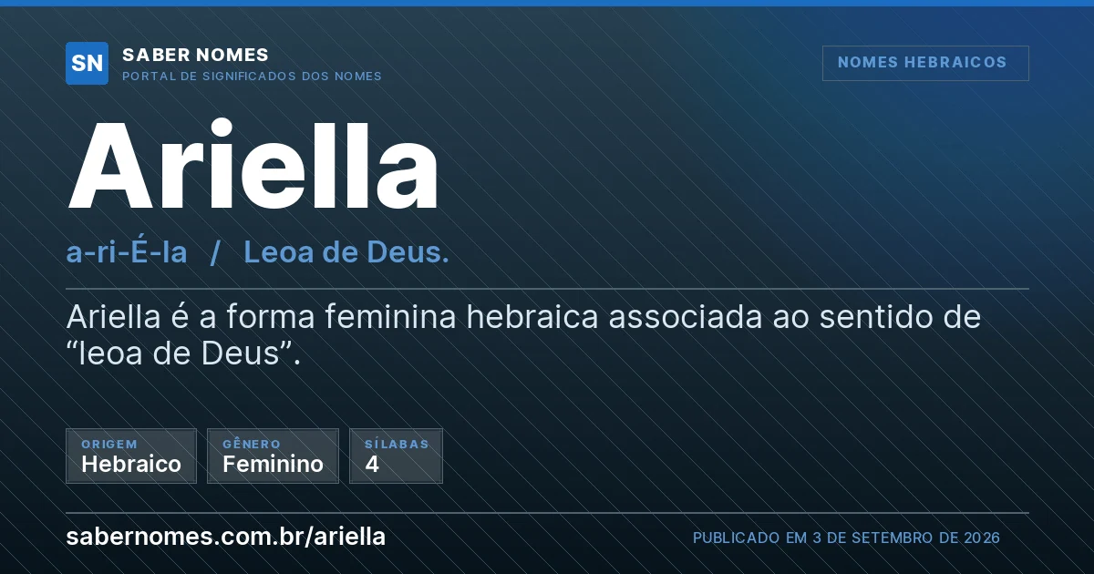 Imagem com o significado do nome Ariella