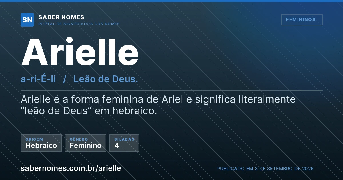 Imagem com o significado do nome Arielle