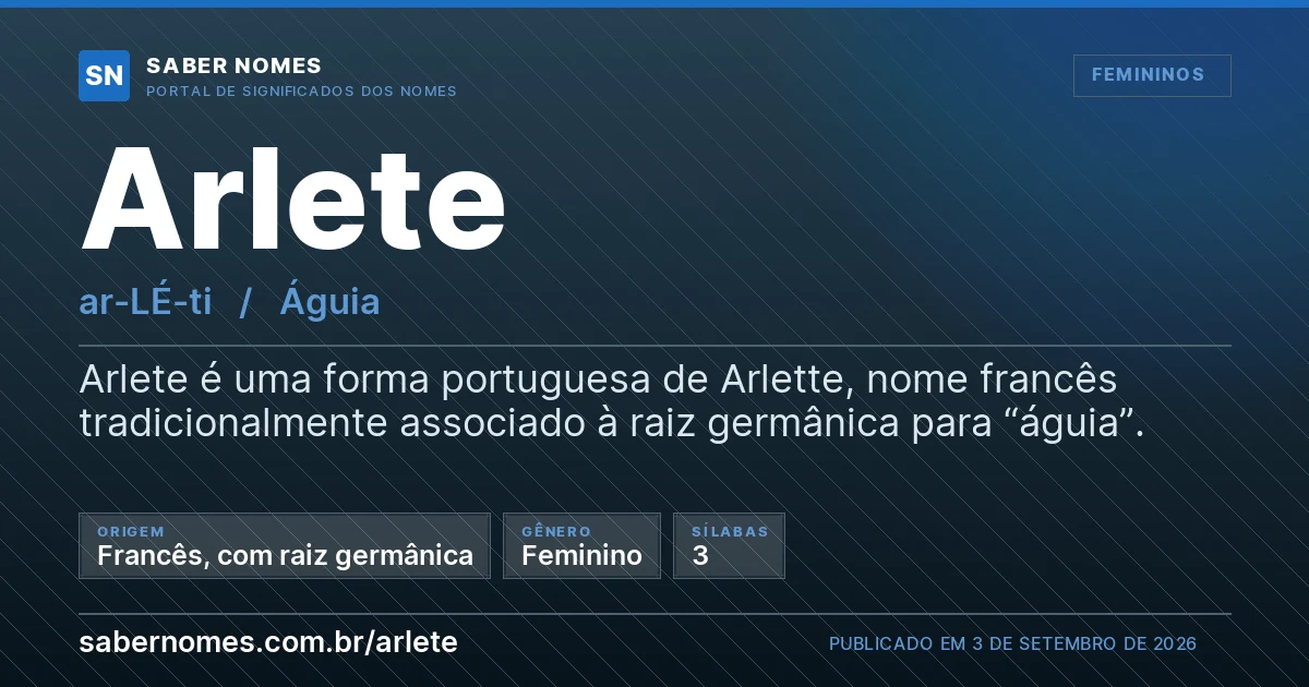 Imagem com o significado do nome Arlete