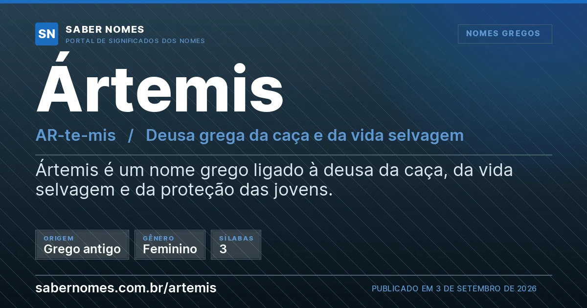 Imagem com o significado do nome Ártemis
