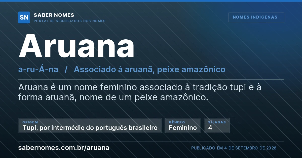 Imagem com o significado do nome Aruana