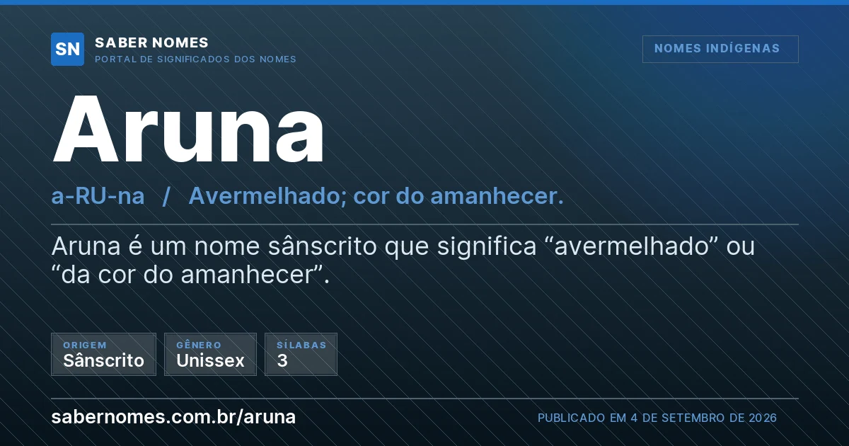 Imagem com o significado do nome Aruna