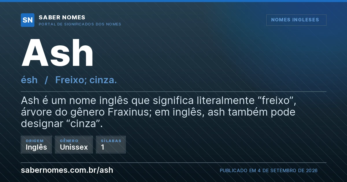 Imagem com o significado do nome Ash