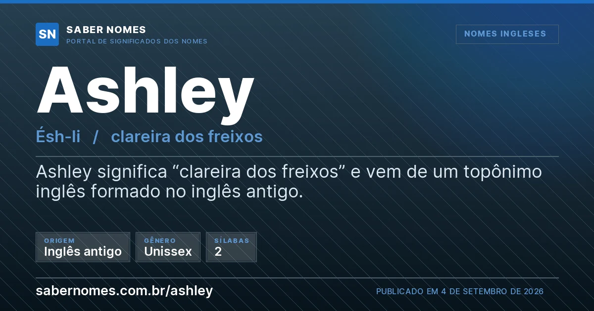 Imagem com o significado do nome Ashley