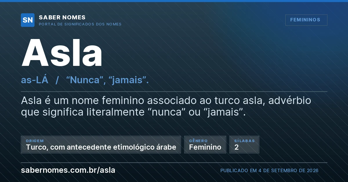 Imagem com o significado do nome Asla