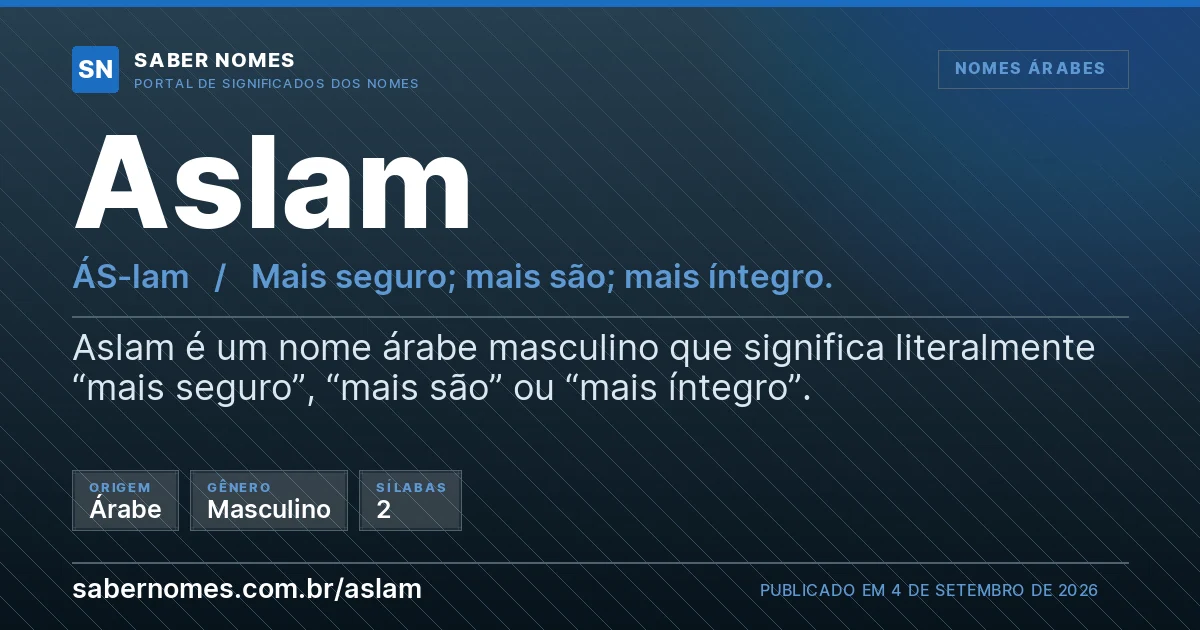 Imagem com o significado do nome Aslam