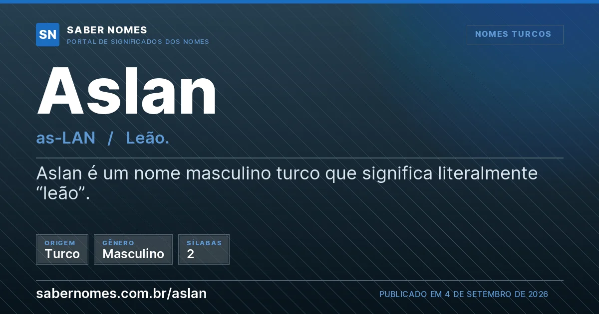 Imagem com o significado do nome Aslan